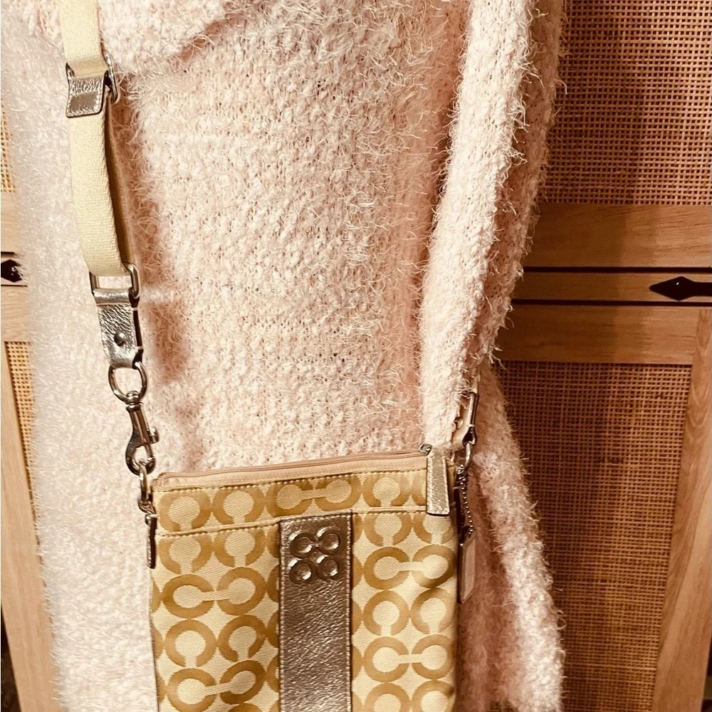 Coach Gold and Tan Slim Crossbody Bag
